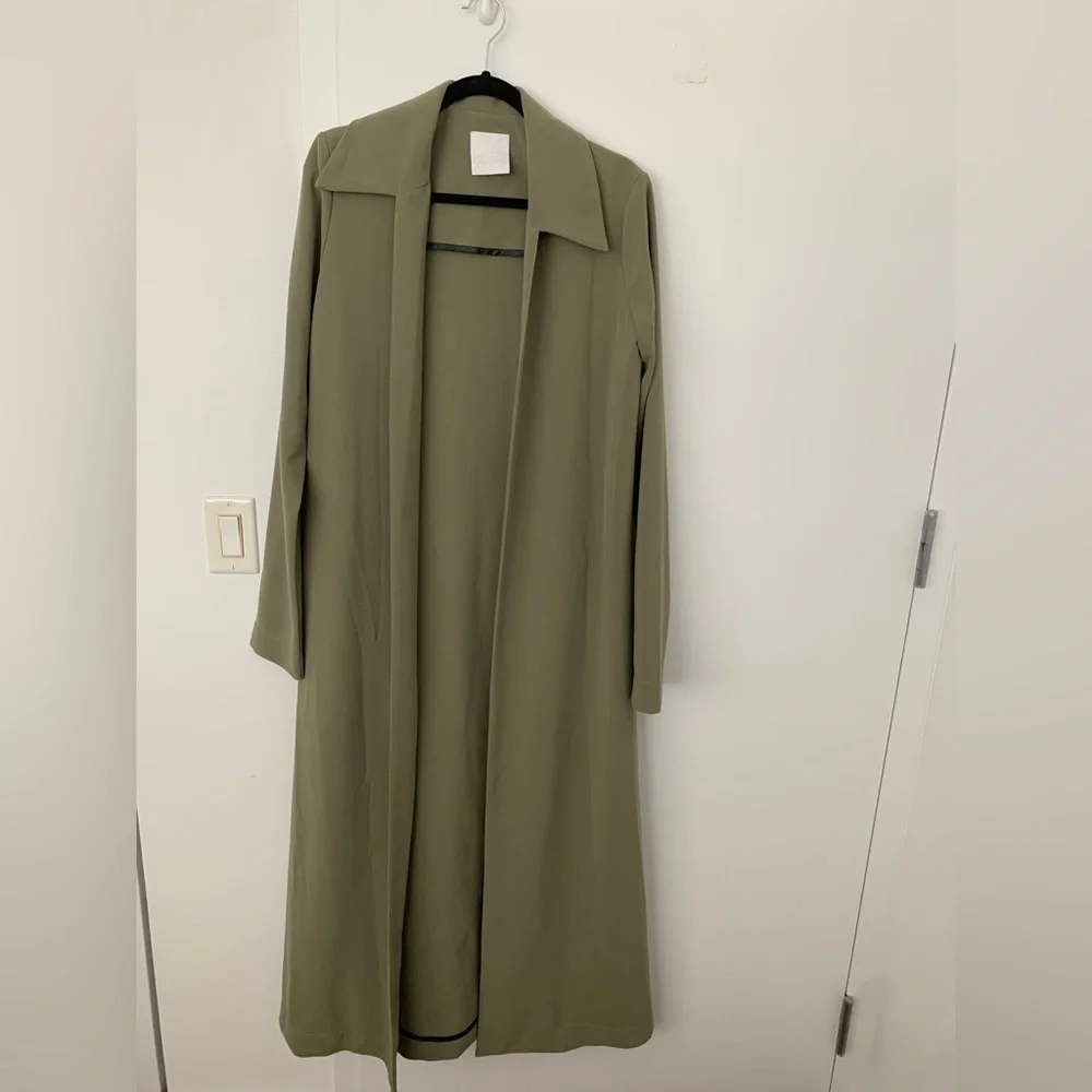 Paris Georgia long herb green trench coat - Picture 2 of 6
